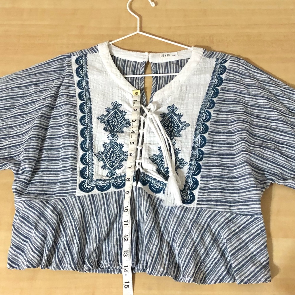 Lunik Large boho flowy embroidered blouse top